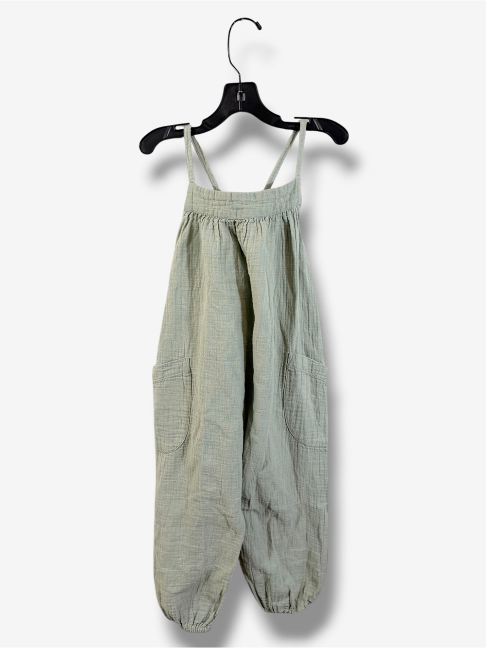 Stem Kids Sage Green Organic Cotton Gauze Balloon Overall Jumper Youth Size 4